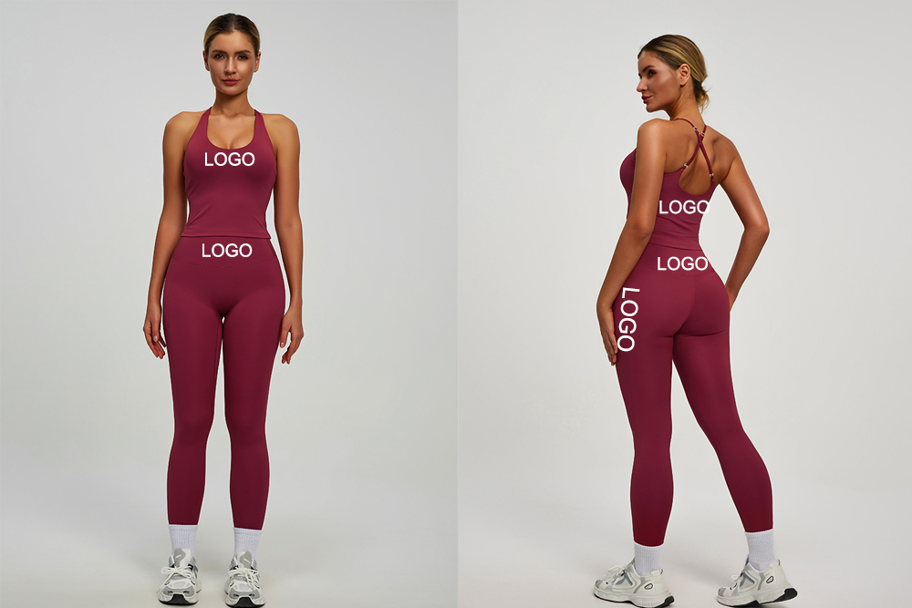 High Quality Sample Women 2-Piece Fitness Yoga Leggings Sets Wear Strapless Sports Bra Yoga Sets with the Fitness Yoga Leggings