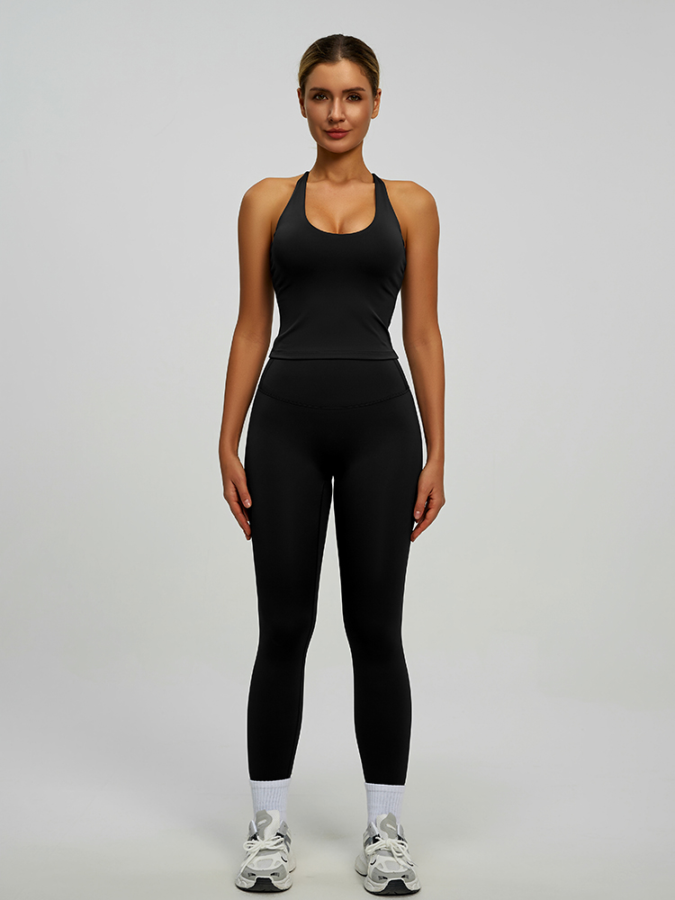 High Quality Sample Women 2-Piece Fitness Yoga Leggings Sets Wear Strapless Sports Bra Yoga Sets with the Flare Yoga Leggings