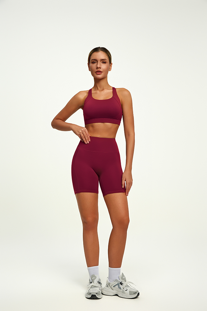 Wholesale Custom Logo 2 PCS Tummy Control Sportswear Set Seamless Cross Back Yoga Tops Scrunch Hot Sexy Yoga Bra for Women