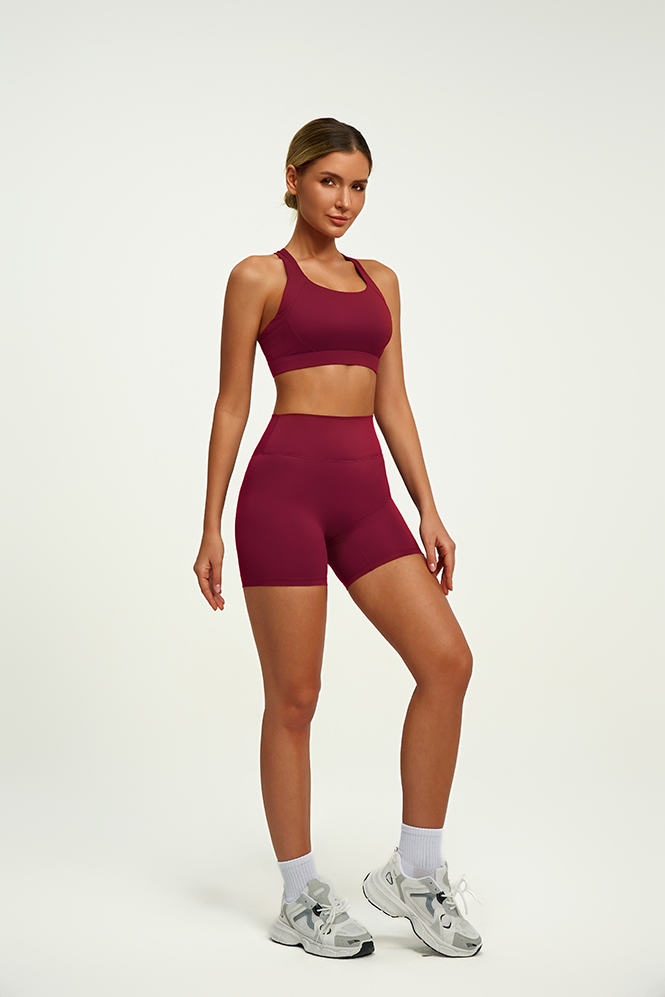 Wholesale Custom Logo 2 PCS Tummy Control Sportswear Set Seamless Cross Back Yoga Tops Scrunch Hot Sexy Yoga Bra for Women