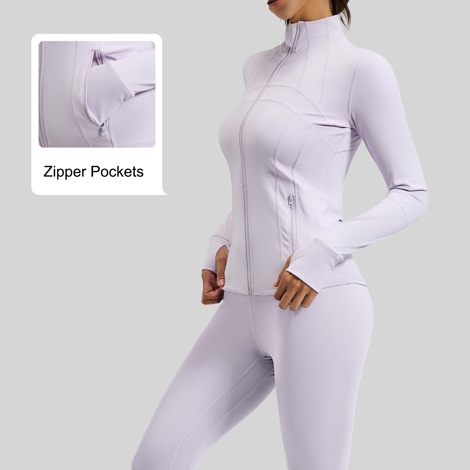 Hot Sale Custom Logo Women Sportswear Suit Long Sleeves Zipper Stand Jackets High Waist Pants Gym Fitness Yoga Set for Spring