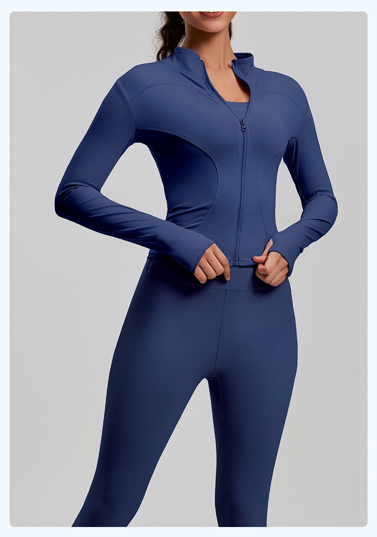 Factory Wholesale Color Custom Four-way Stretch Yoga Leggings and Jacket Women's Fitness Wear Seamless Sportswear 2-piece Set