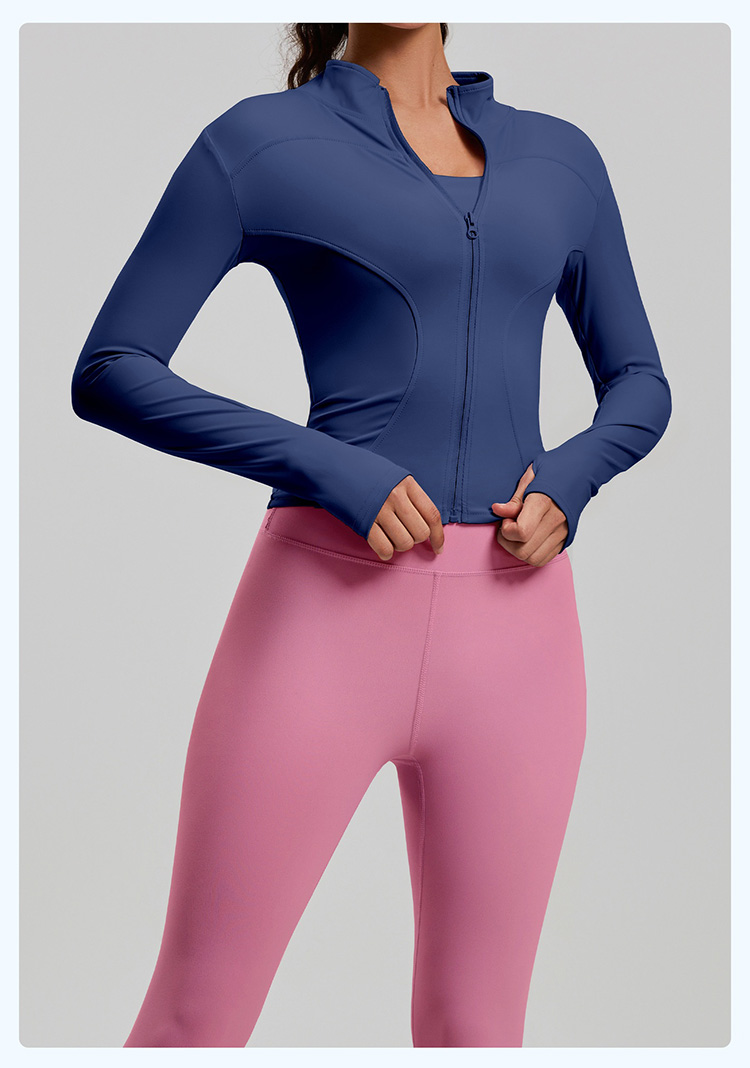 High Quality Yoga Leggings Jacket Women's Custom Fitness Gym Wear Seamless Full-zip Long-sleeved Yoga Top Sportswear 2-piece Set