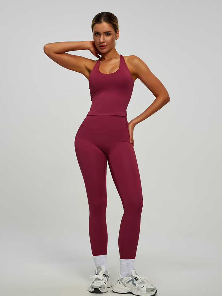 #JYJB022+#JYJK026 Yojaflex Dark Red Women's Yoga Set 2 Pieces