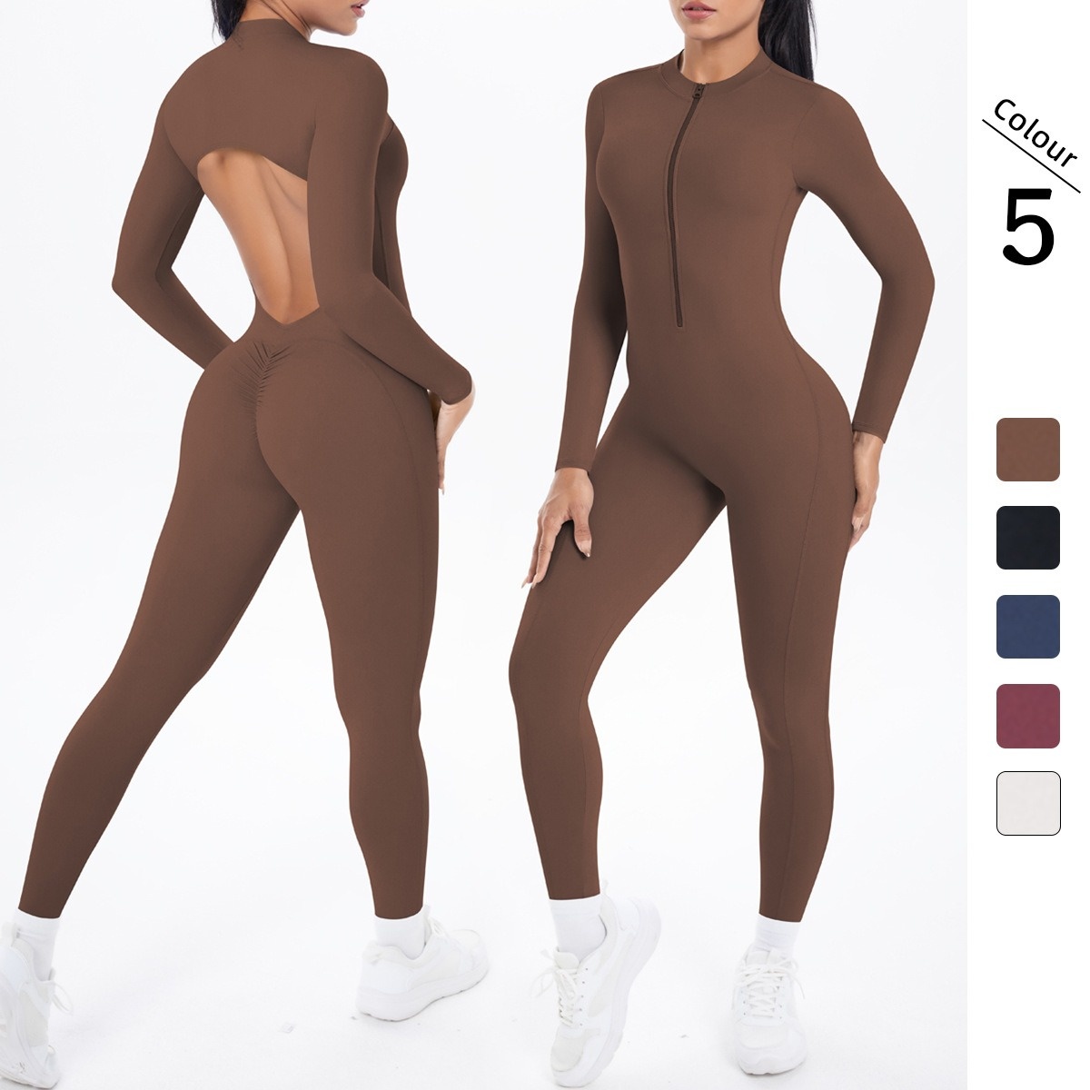 Open-Back Cutout Long-Sleeve Butt-Liftin