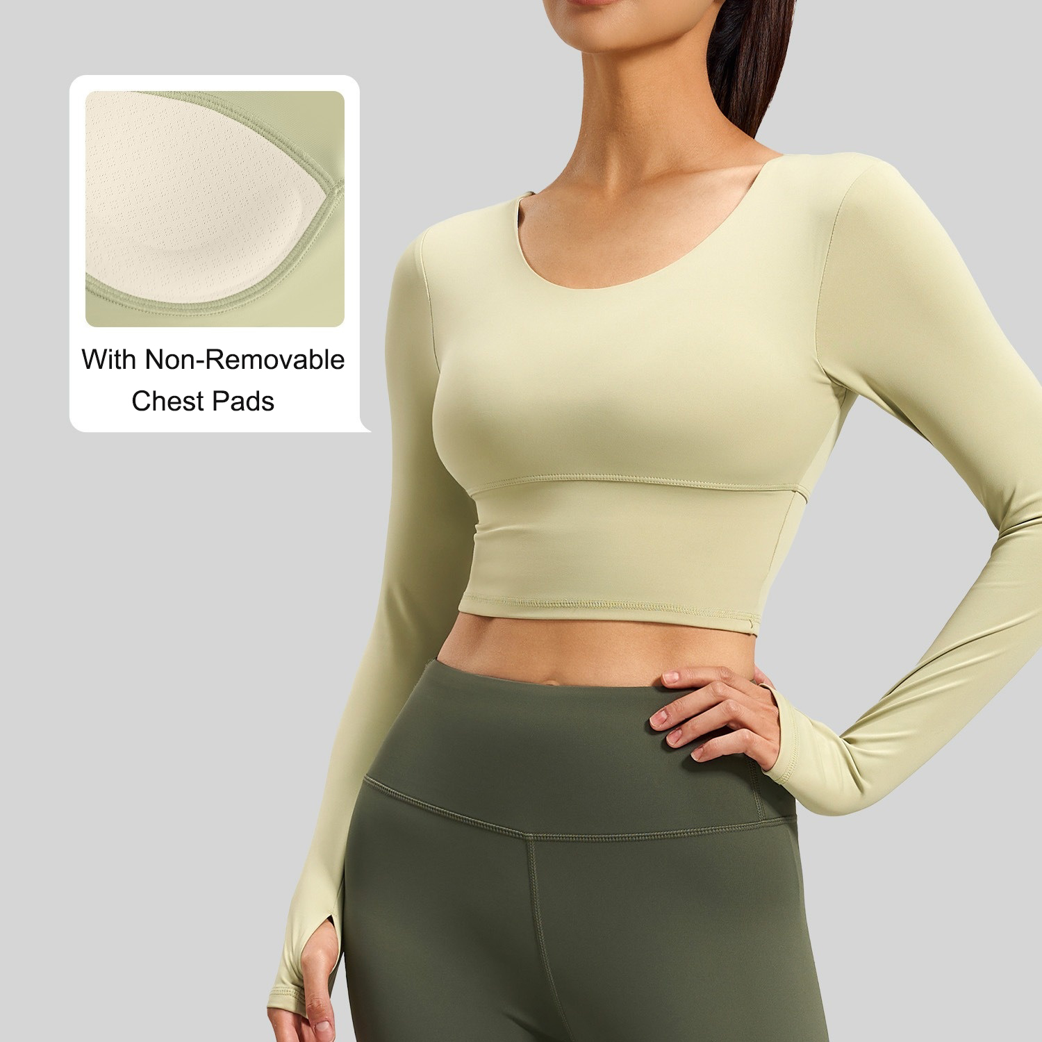 Long-Sleeve Yoga Top With Pads And Criss