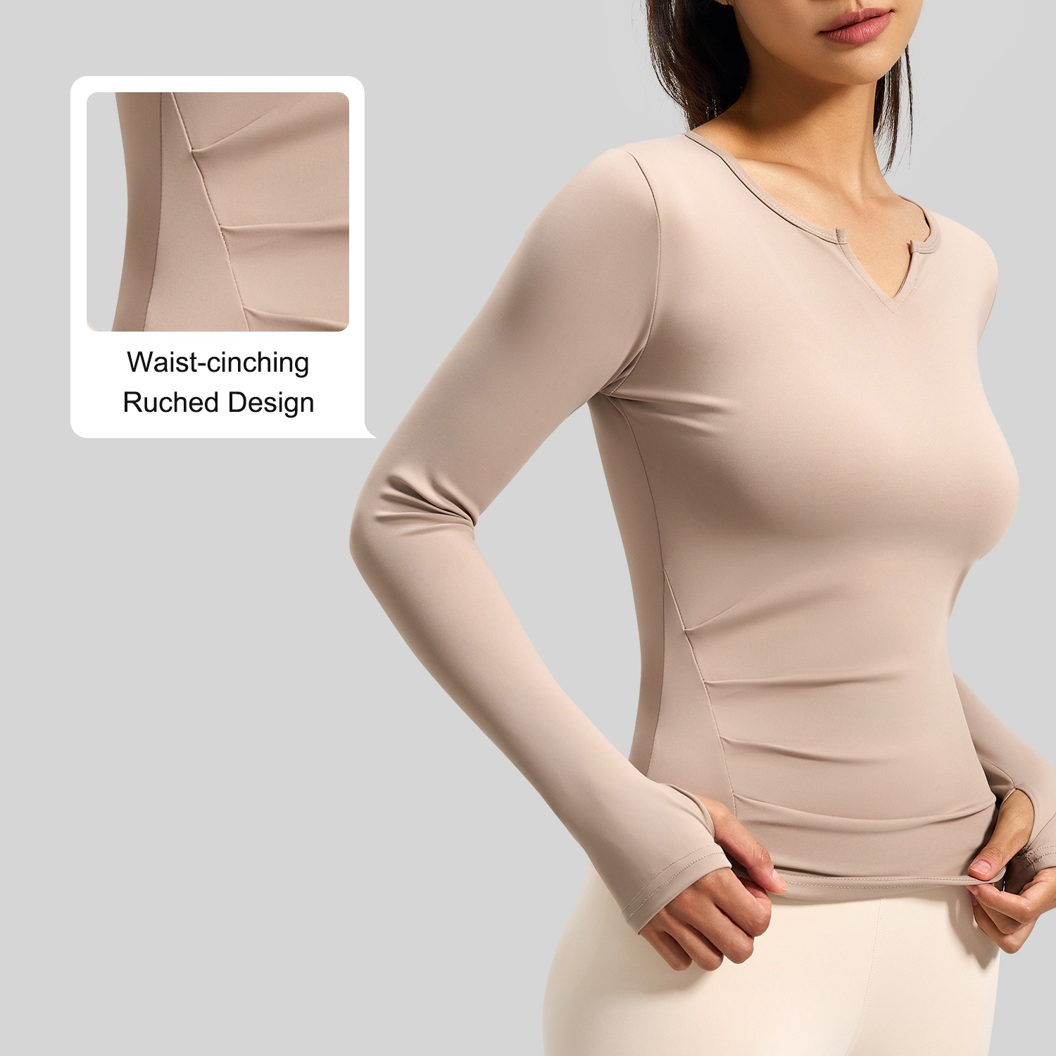 Long-Sleeve Yoga Top Waist-cinching Ruch