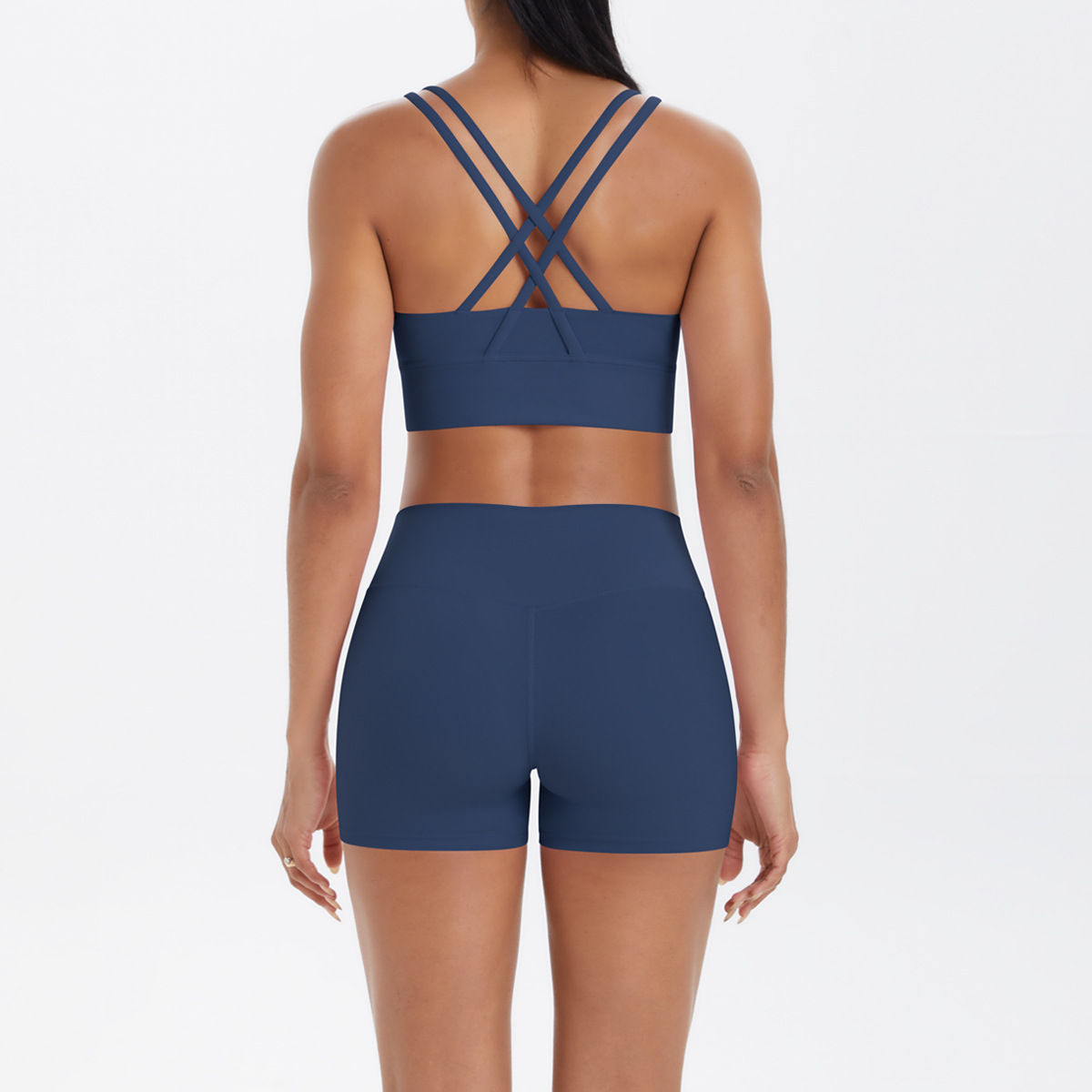 Medium Support Gym Suit, Double Thin Strap Yoga Top 10 Colors, Anti Roll Hip Lifting Workout Leggings 10 Colors, YFYS7113+YFYS7100