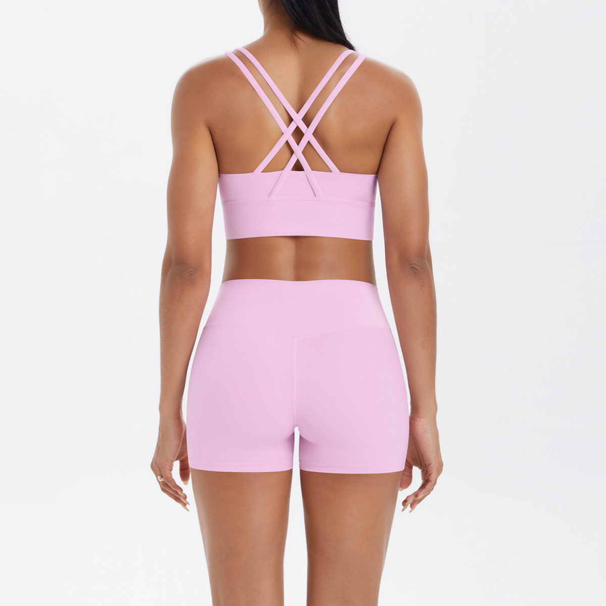 Medium Support Gym Suit, Double Thin Strap Yoga Top 10 Colors, Anti Roll Hip Lifting Workout Leggings 10 Colors, YFYS7113+YFYS7100
