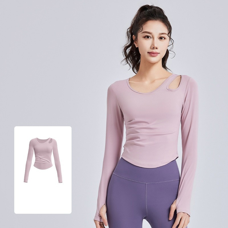 One-Shoulder Cut-Out Slim-Fit Yoga/Pilates/Fitness Top 3 Colors YFJYMC130