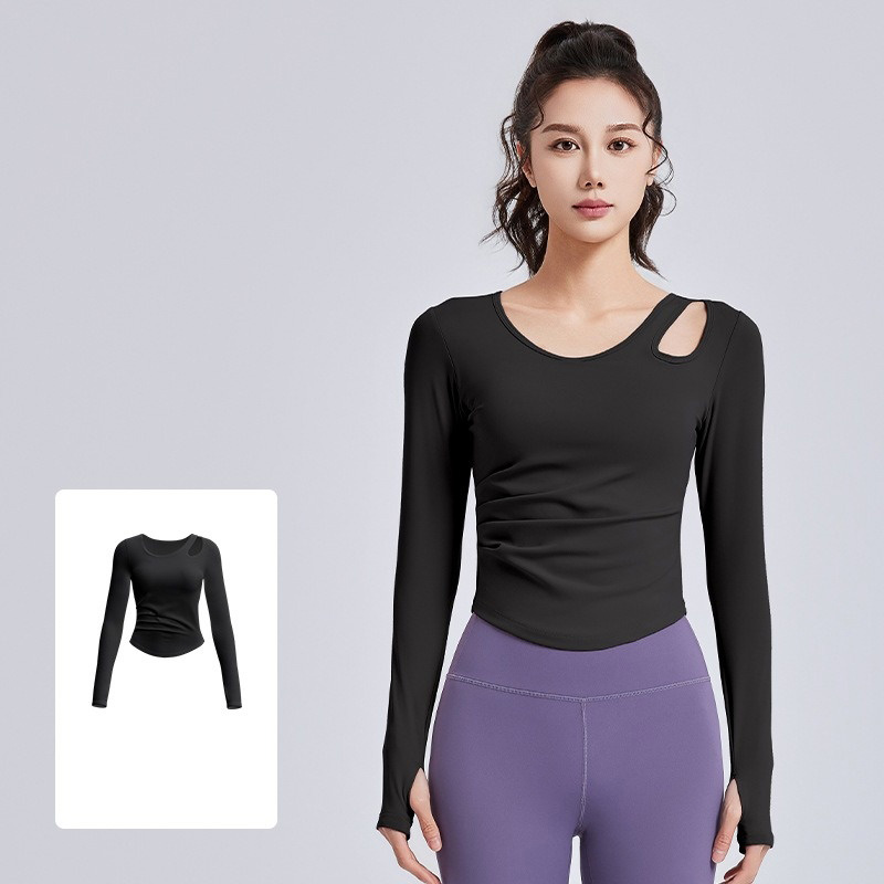 One-Shoulder Cut-Out Slim-Fit Yoga/Pilates/Fitness Top 3 Colors YFJYMC130