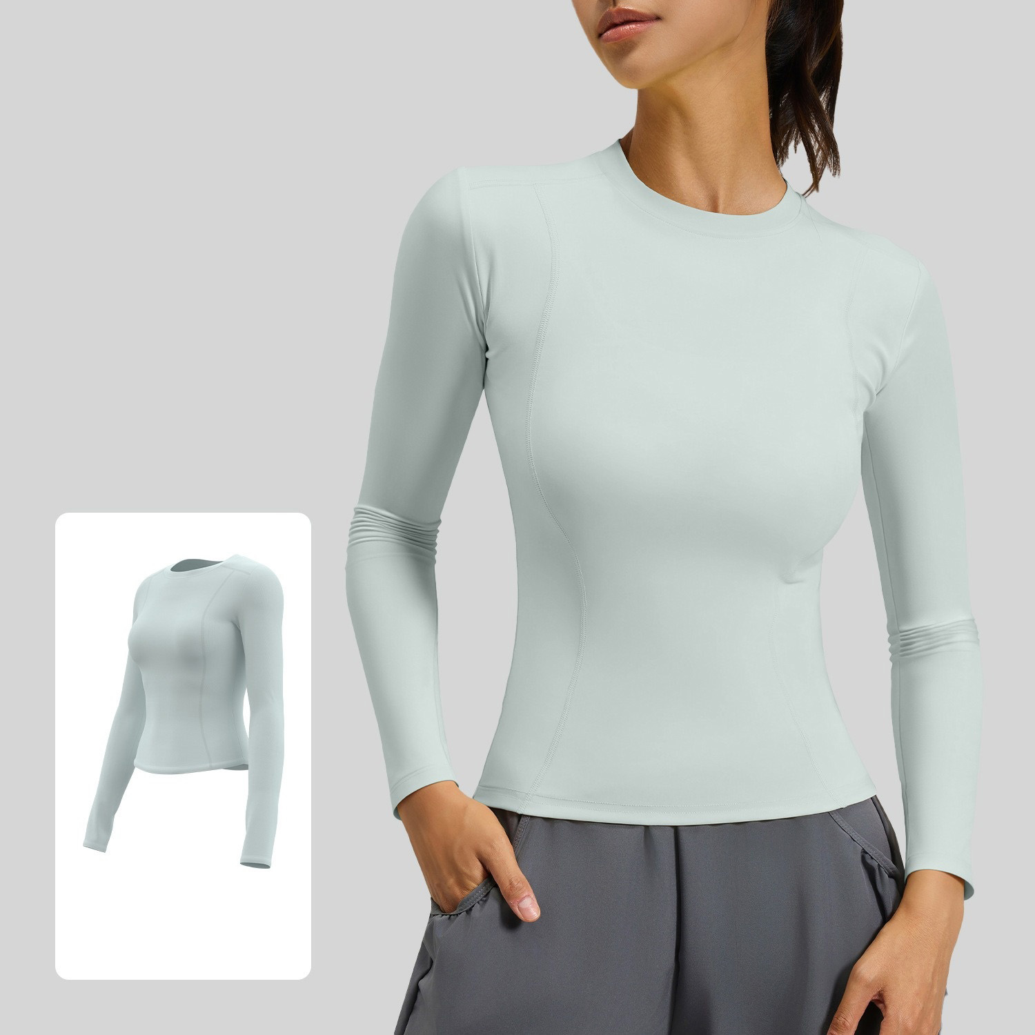 Round Neck Slim-Fit Form-Fitting Long-Sleeve Yoga Top 8 Colors YFJYMC220