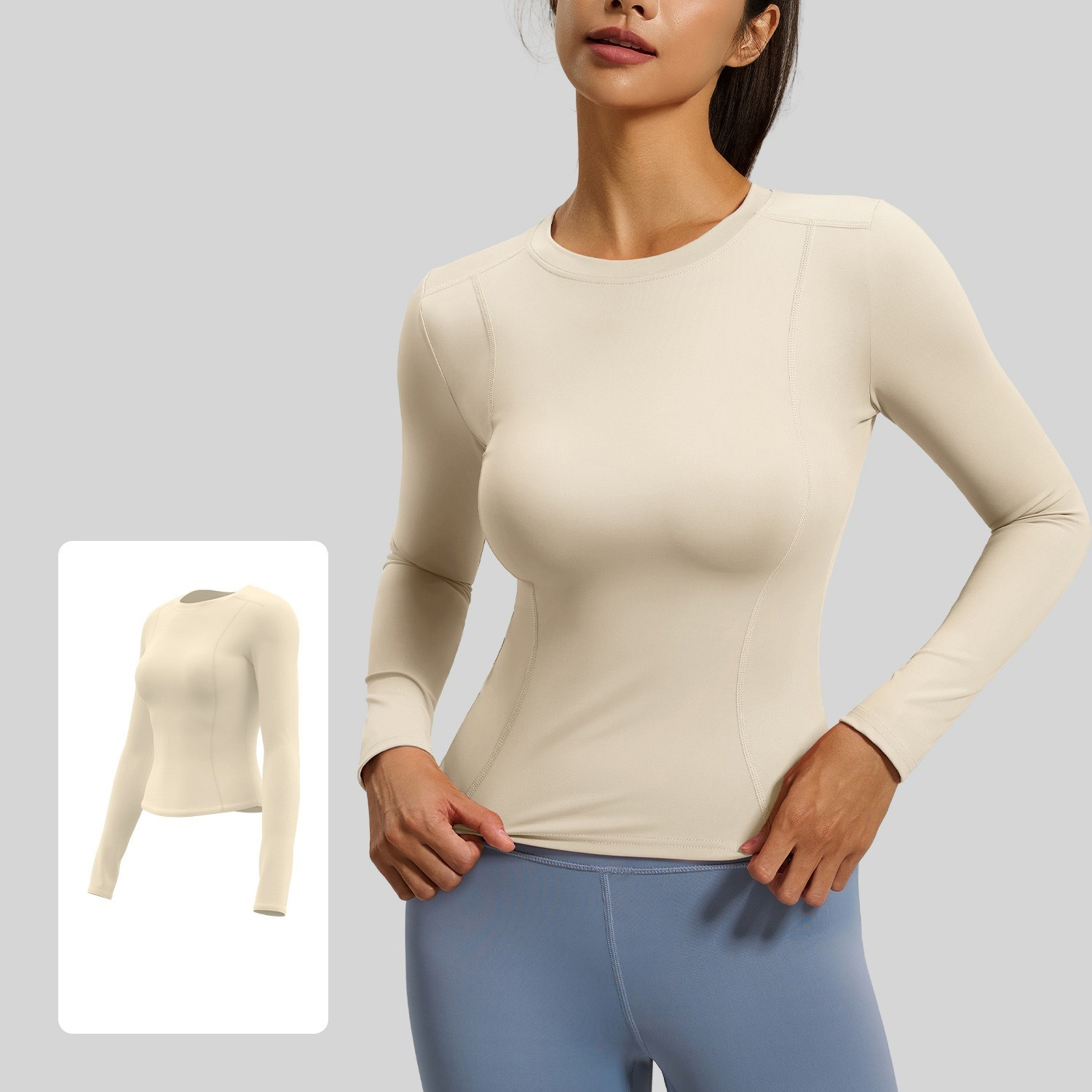 Round Neck Slim-Fit Form-Fitting Long-Sleeve Yoga Top 8 Colors YFJYMC220