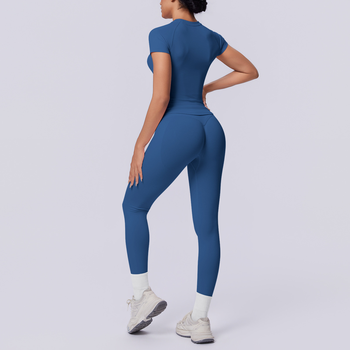 Quick Dry Training Set, Raglan Short Sleeve Crop Top 10 Colors, Solid Color Tight Lifting Leggings 10 Colors, YFYS6705+YFYS6688