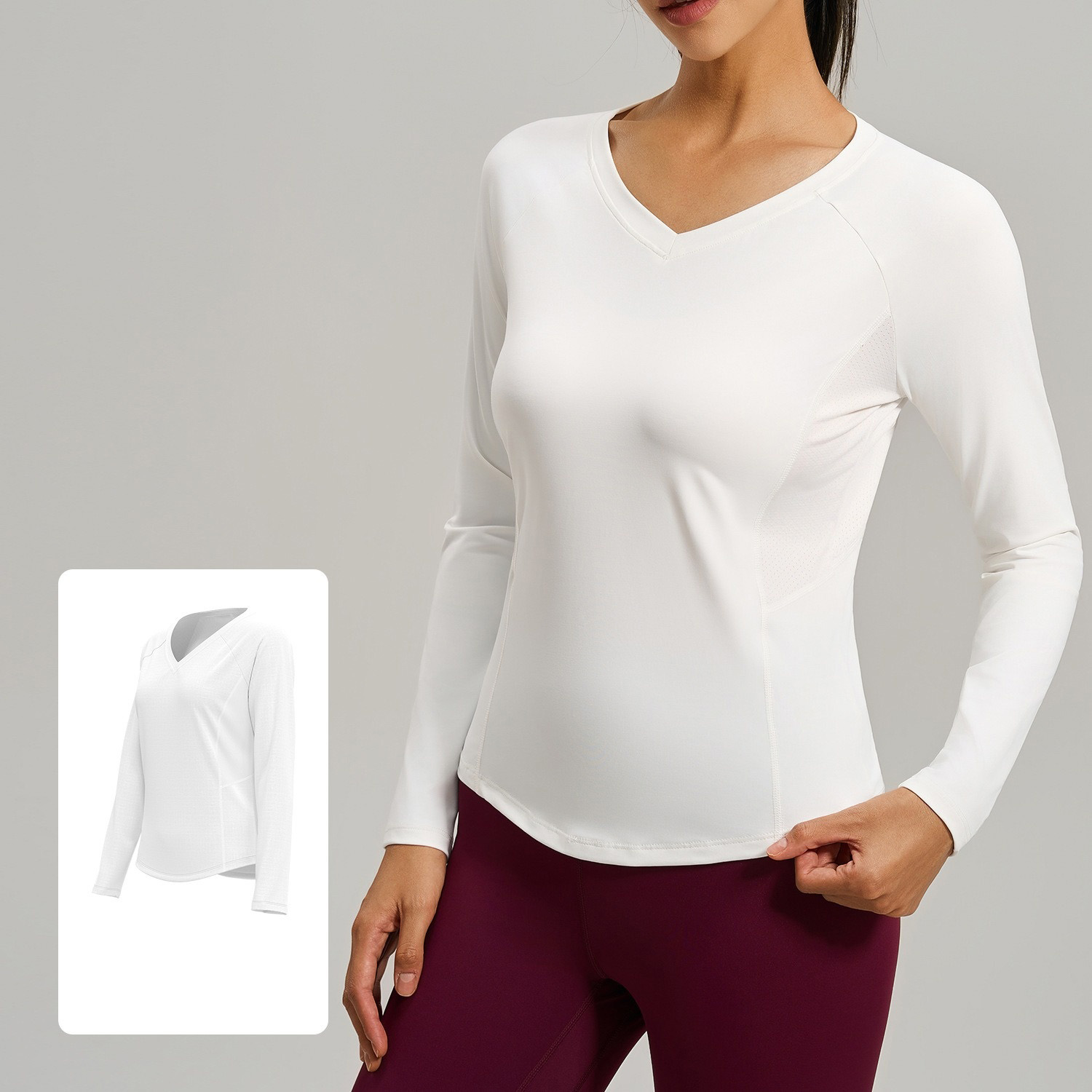 Women's V-neck Long-Sleeve Yoga Top Mesh Fitness T-Shirt 4 Colors YFJYWC025