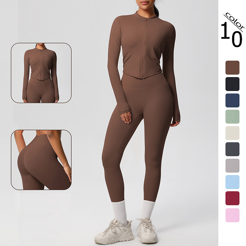 Naked Soft Fitness Set, Zip Up Long Slee