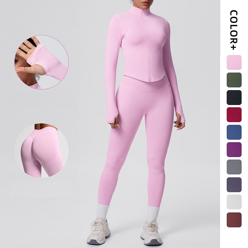 Naked Soft Fitness Set, Zip Up High Neck