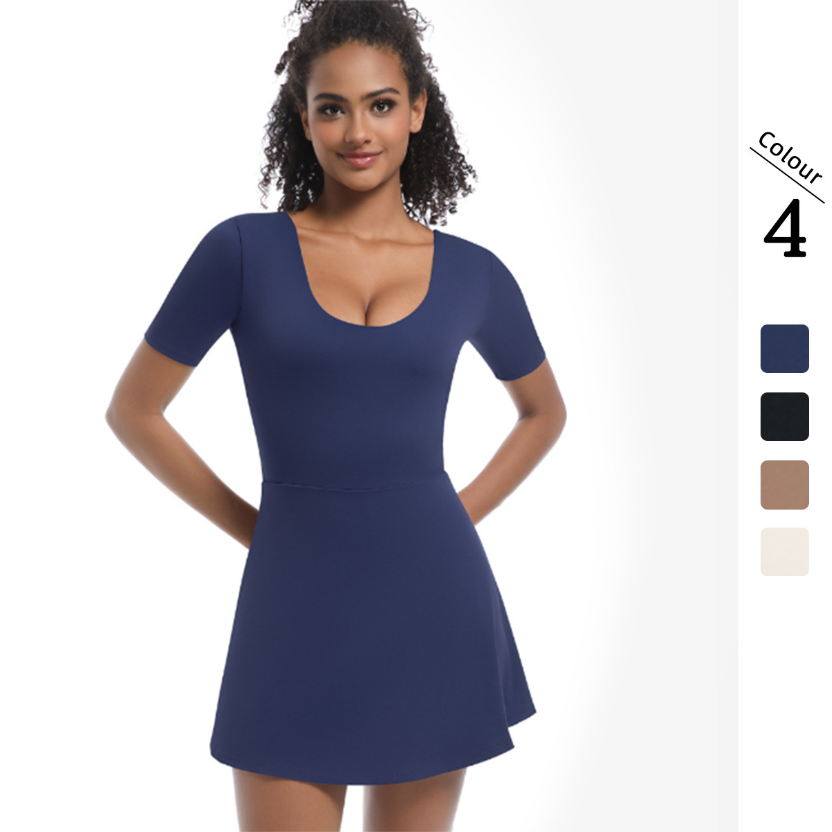 Women U-Neck Short Sleeve Integrated Ten