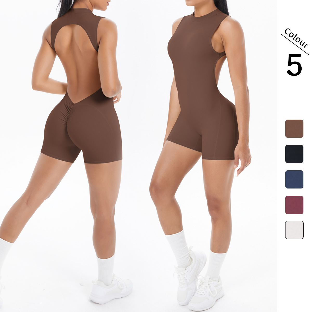 Women Mock Neck Hollow Back Sleeveless S