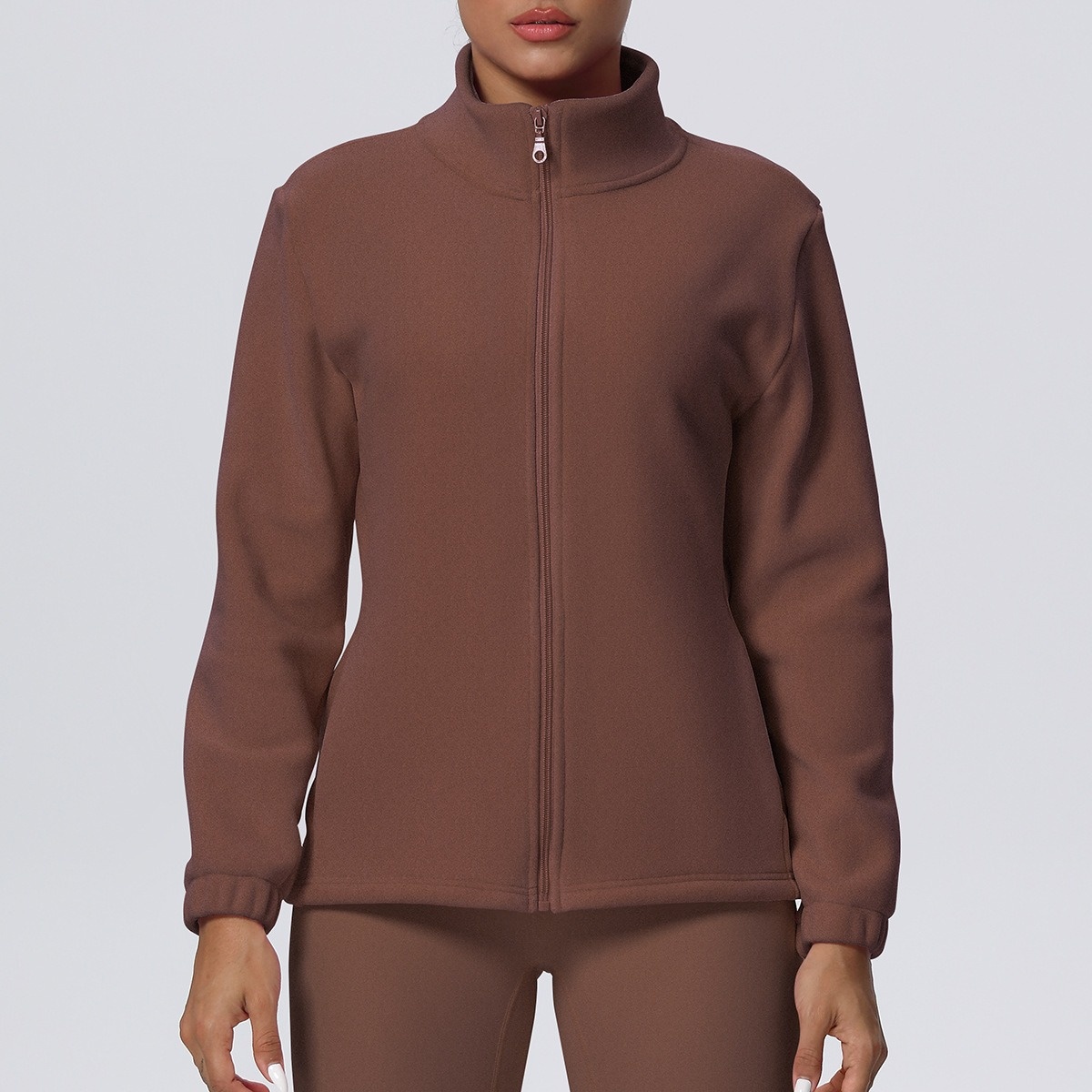 Fleece-Lined Casual Sports Jacket With Stand-Up Collar Zipper And Pockets 5 Colors YFYS7124