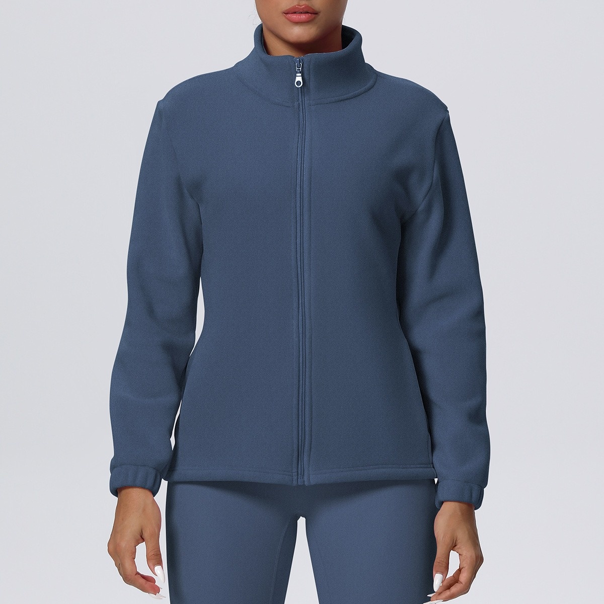 Fleece-Lined Casual Sports Jacket With Stand-Up Collar Zipper And Pockets 5 Colors YFYS7124