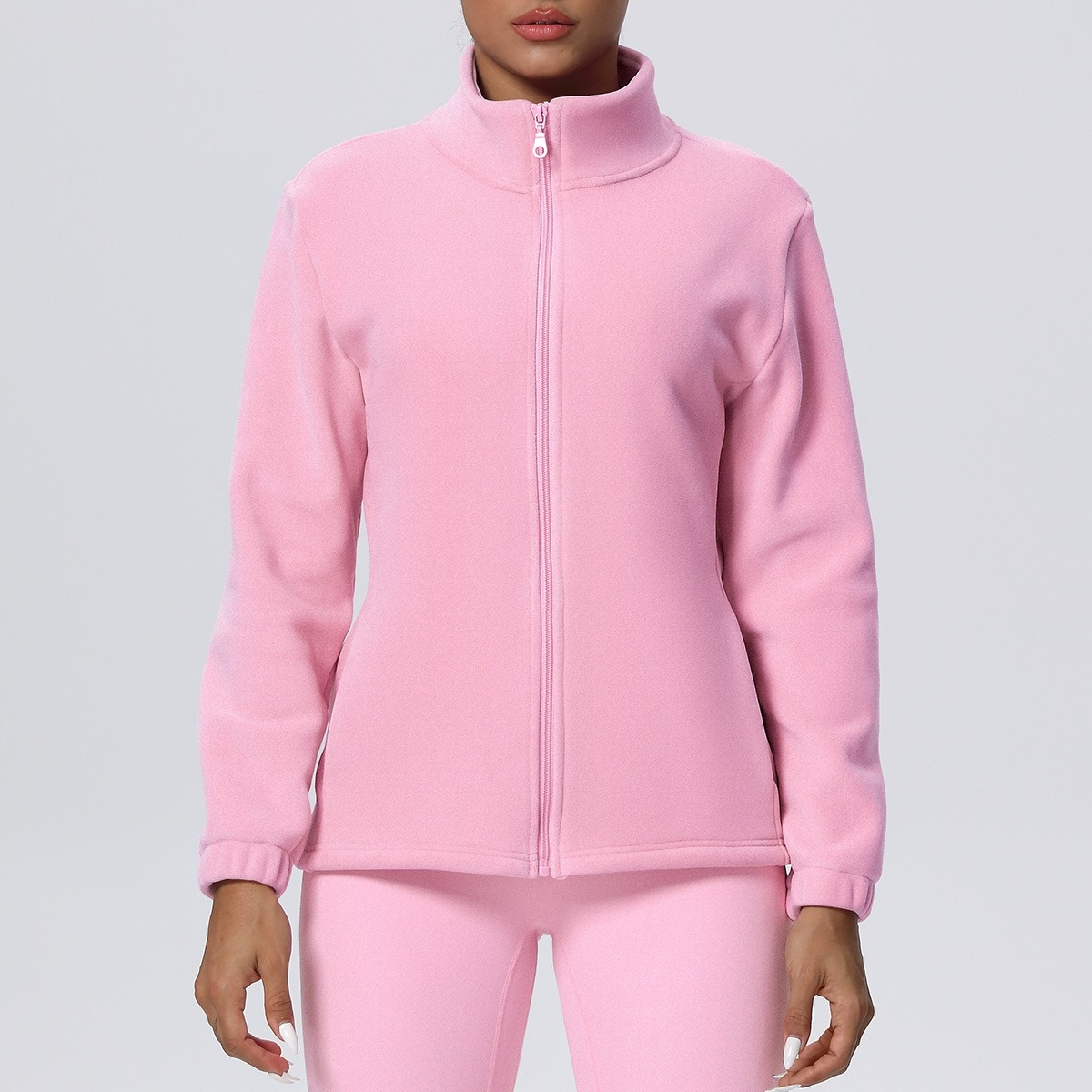Fleece-Lined Casual Sports Jacket With Stand-Up Collar Zipper And Pockets 5 Colors YFYS7124