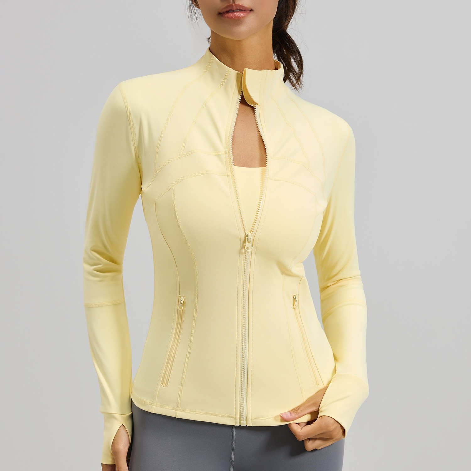 Full Stand-up Collar With Pockets High Elastic Women Jacket 9 Colors YFMTWTP03