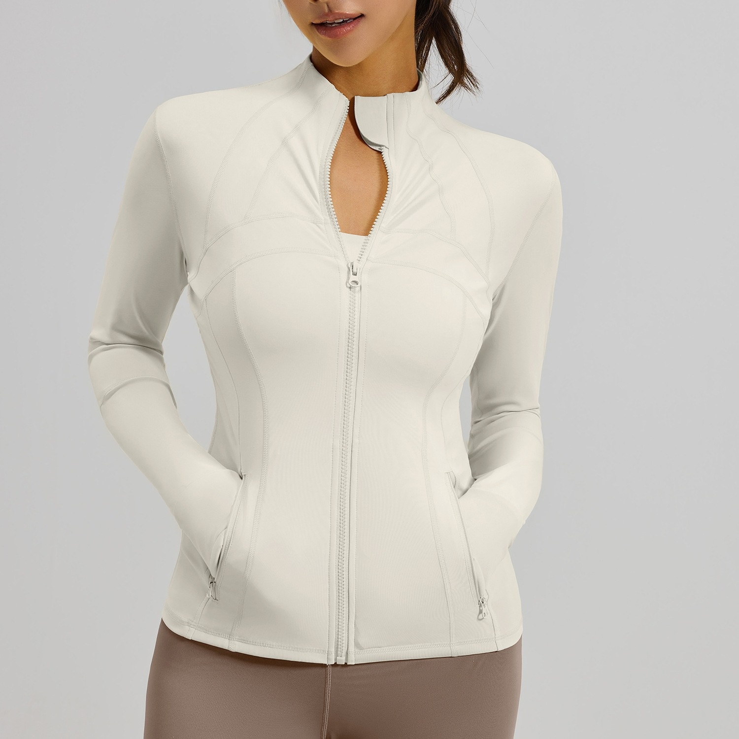 Full Stand-up Collar With Pockets High Elastic Women Jacket 9 Colors YFMTWTP03