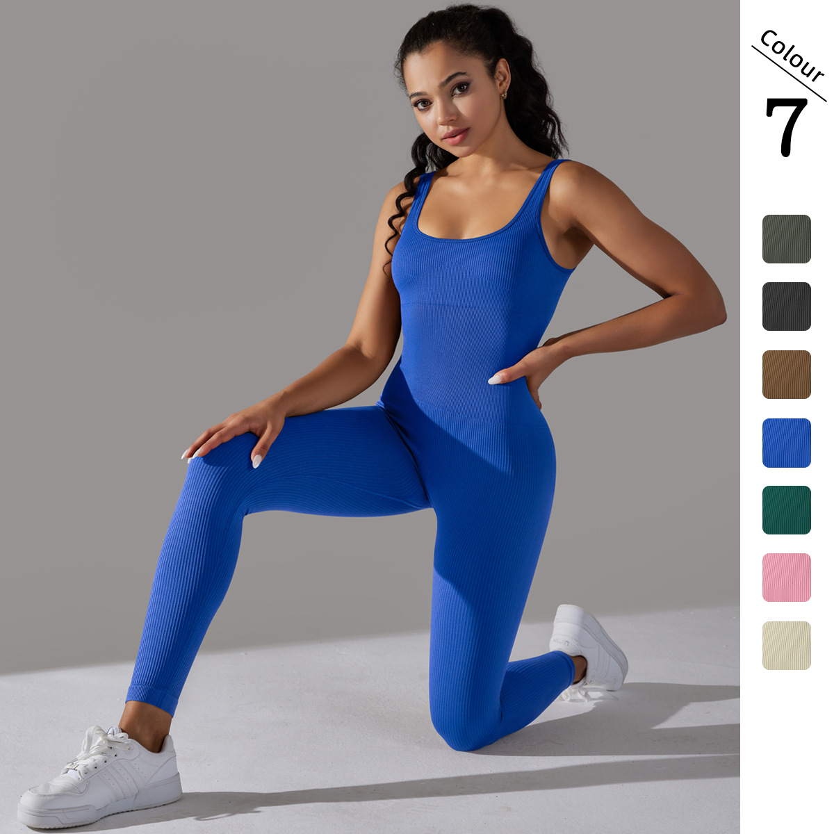 Women Wide Square Strap Ribbed Long Leg 