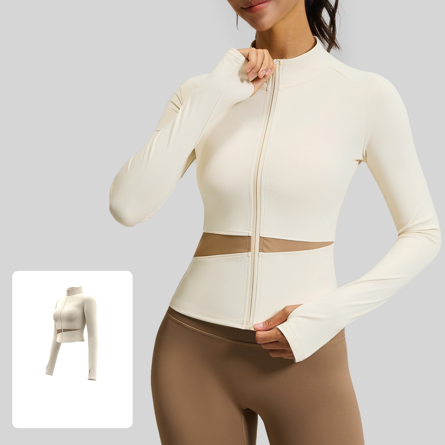 Color-Block Stand-Up Slim-Fit Yoga Jacket With Zipper 10 Colors YFJYMW022