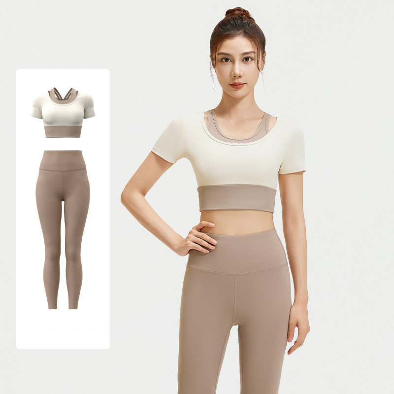 Women Fake Two Piece Short Sleeve High W