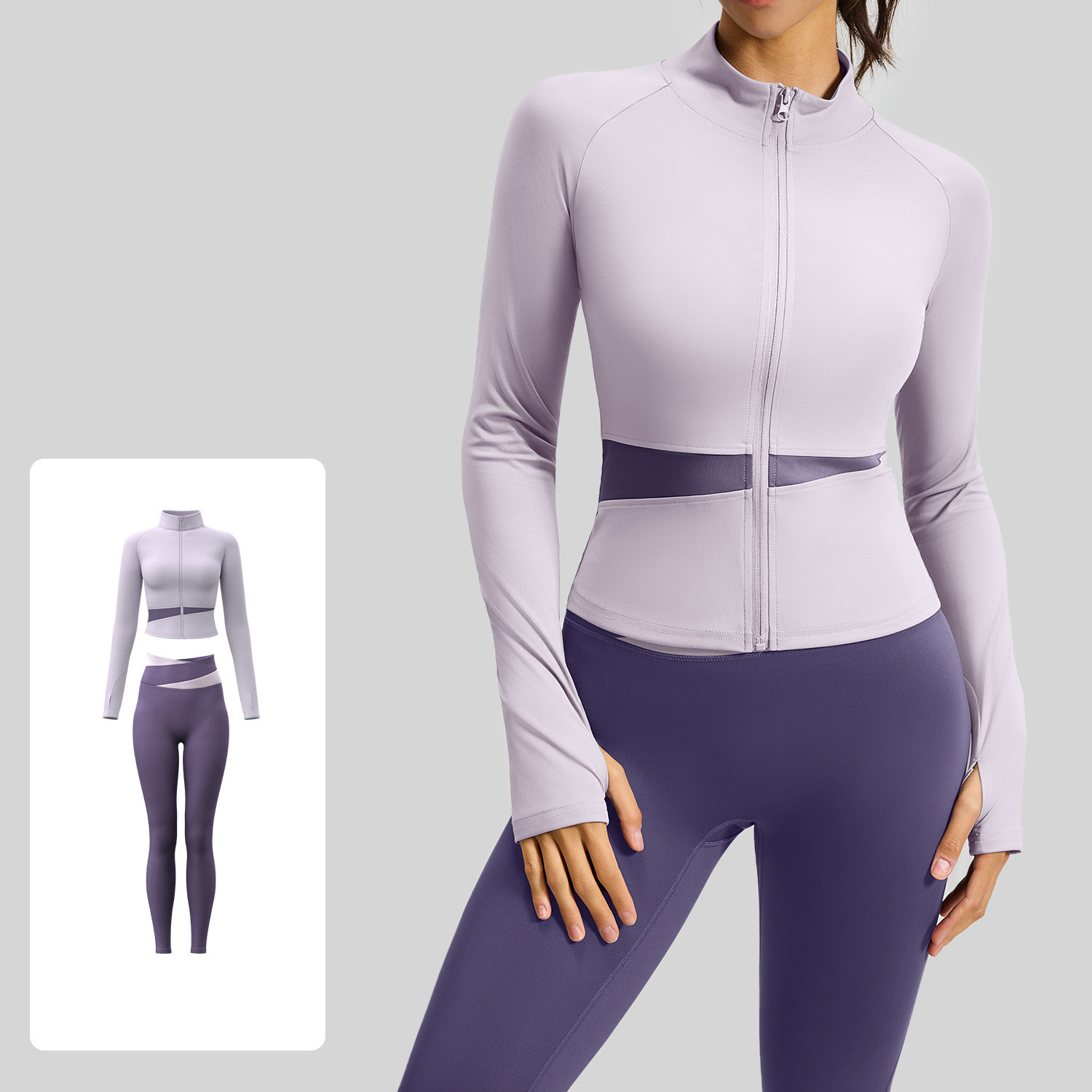 Women Contrast Color Yoga Three Piece Set Sports Bra + Crop Jacket + High Waist Leggings, Top 7 Colors Jacket 7 Colors Pants 7 Colors, YFJYMW022+YFJYMK002+YFJYMN004