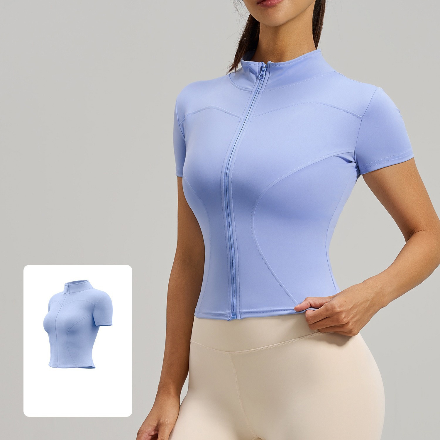 Slim-Fit Short-Sleeve Running & Fitness Yoga Top With Zipper 12 Colors YFJYMW040