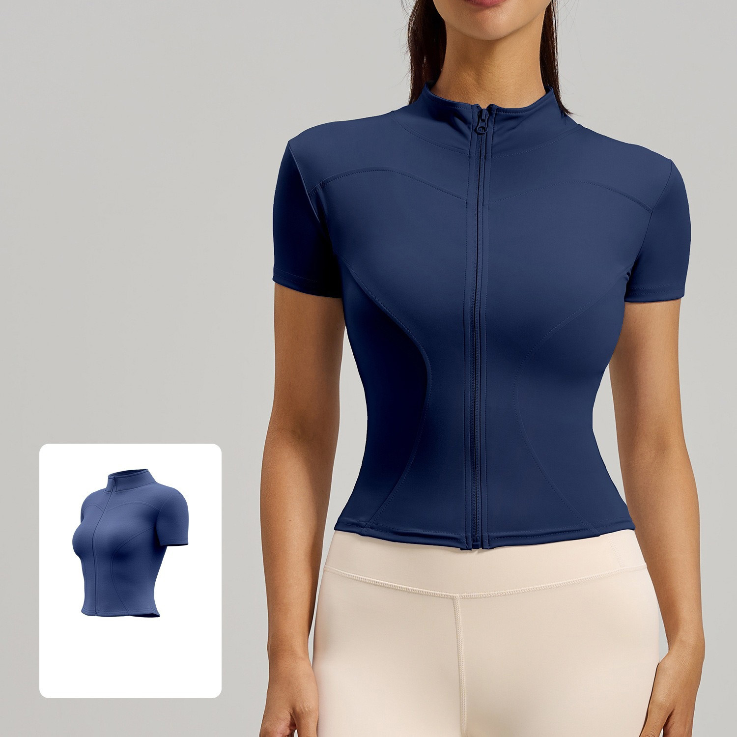 Slim-Fit Short-Sleeve Running & Fitness Yoga Top With Zipper 12 Colors YFJYMW040