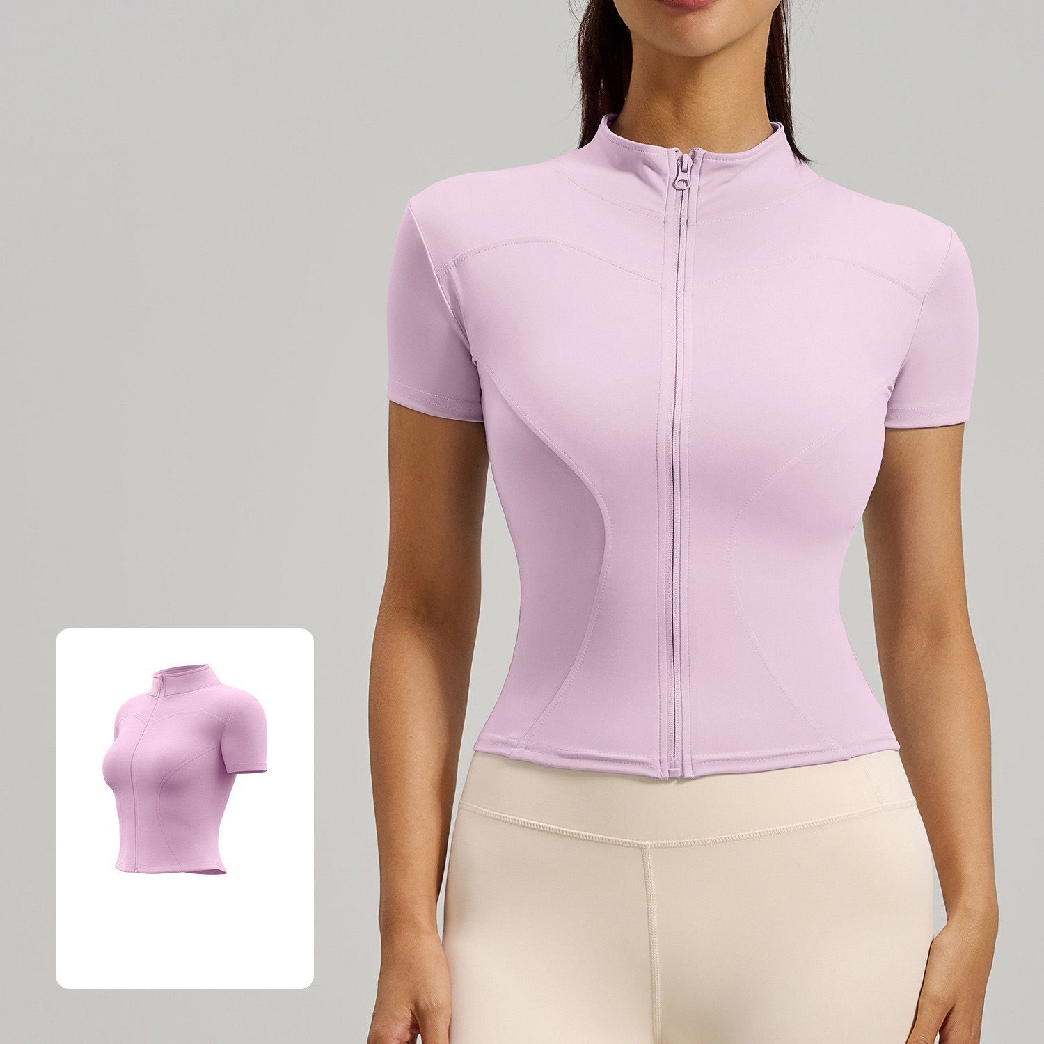 Slim-Fit Short-Sleeve Running & Fitness Yoga Top With Zipper 12 Colors YFJYMW040