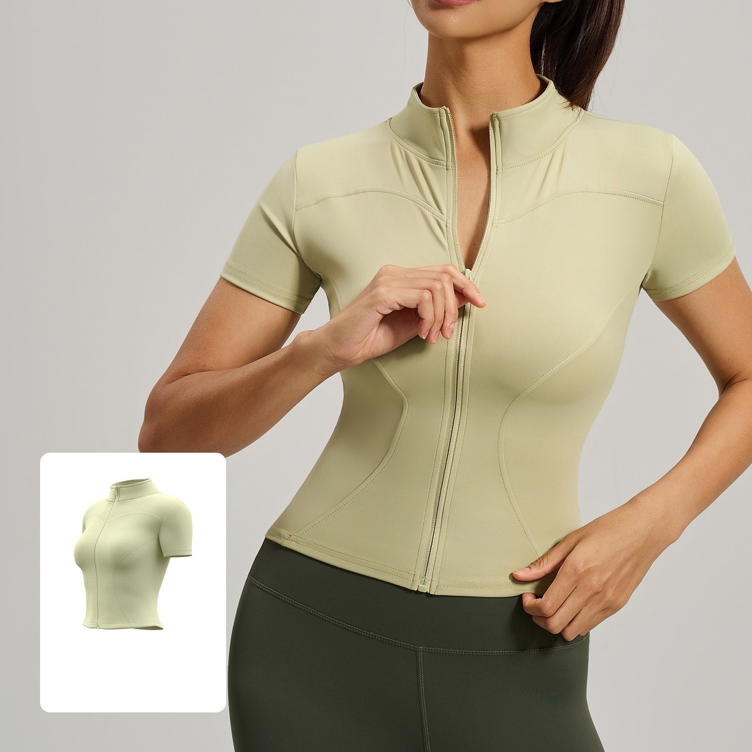 Slim-Fit Short-Sleeve Running & Fitness Yoga Top With Zipper 12 Colors YFJYMW040