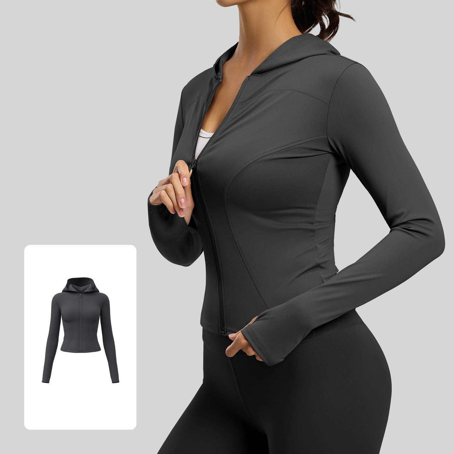 High-Stretch Slim-Fit Hooded Yoga Jacket 7 Colors YFJYMW043