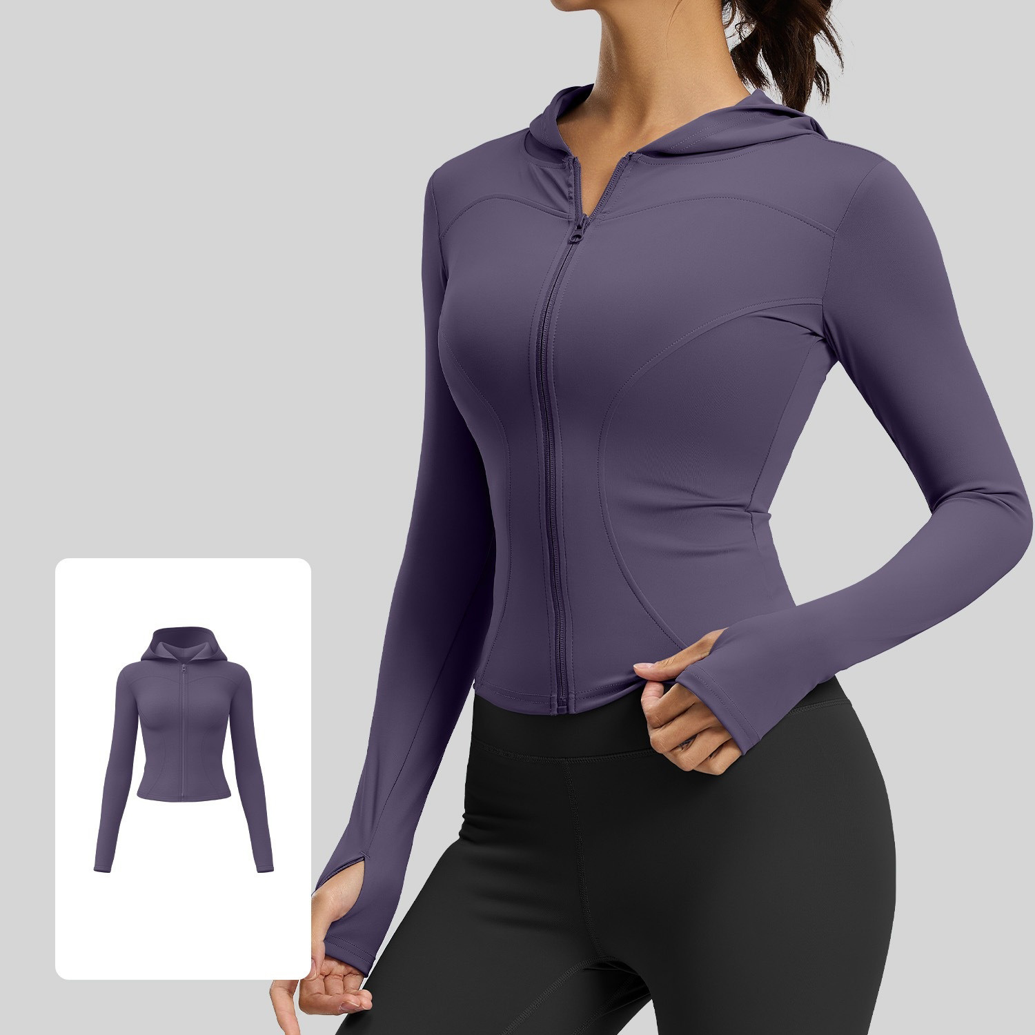 High-Stretch Slim-Fit Hooded Yoga Jacket 7 Colors YFJYMW043