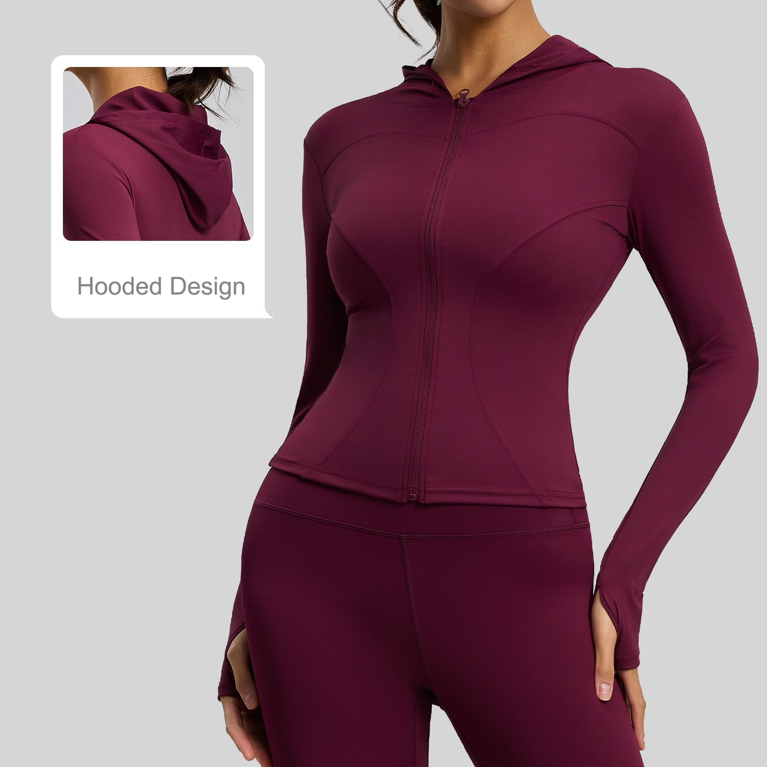 High-Stretch Slim-Fit Hooded Yoga Jacket