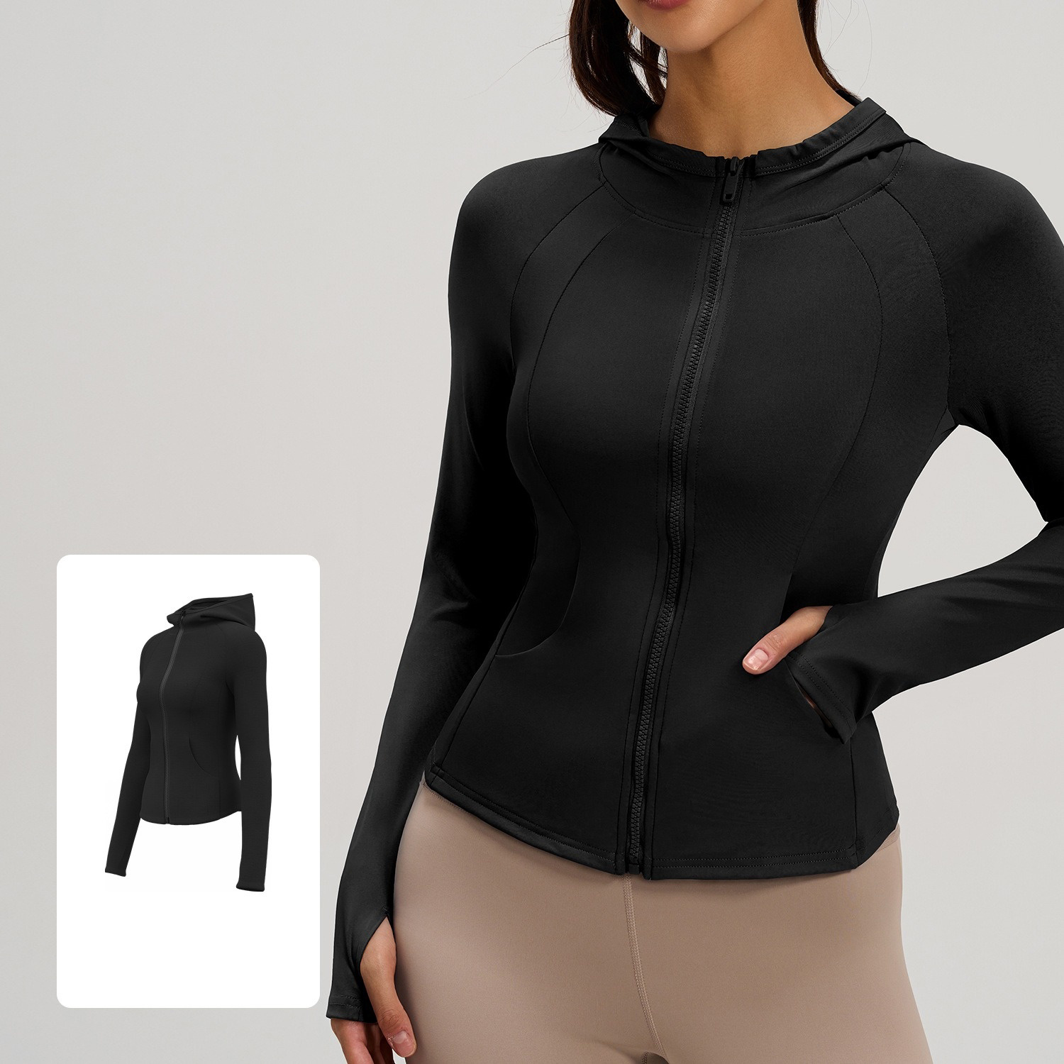 Women's Fitted Hooded Sports Jacket with Pockets 4 Colors YFJYMW152