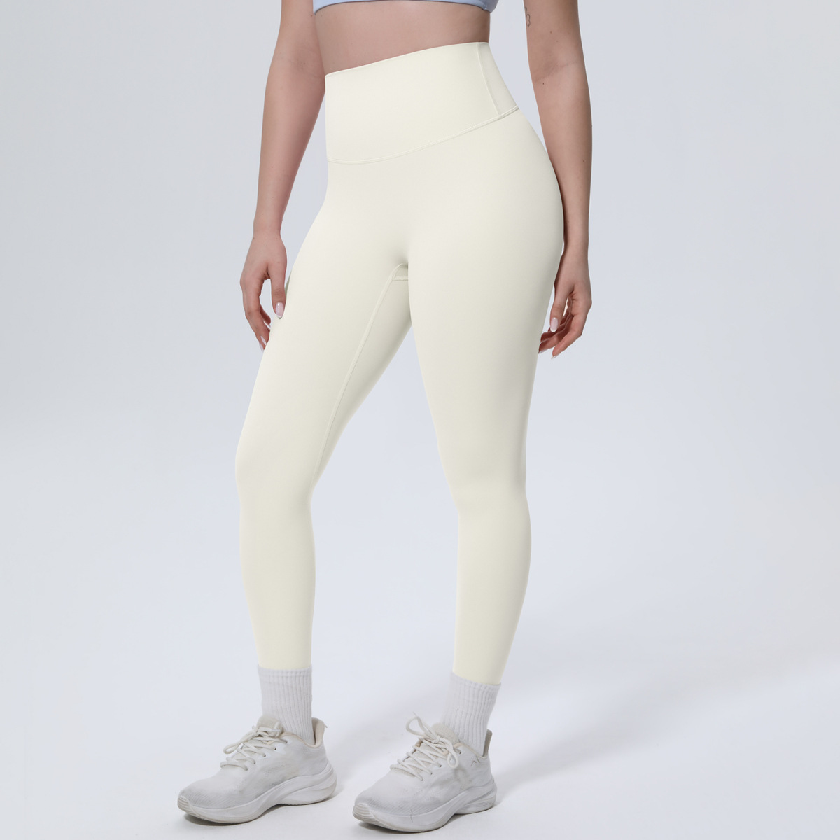 Women High Waist Naked Soft Brushed Nylon Yoga Leggings 20 Colors, Double Side Matte Tummy Control High Rise 9/10 Length Workout Running Pants, YFYS7140
