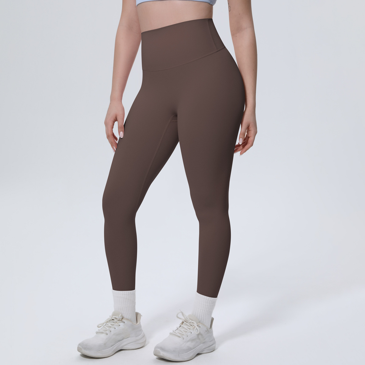 Women High Waist Naked Soft Brushed Nylon Yoga Leggings 20 Colors, Double Side Matte Tummy Control High Rise 9/10 Length Workout Running Pants, YFYS7140