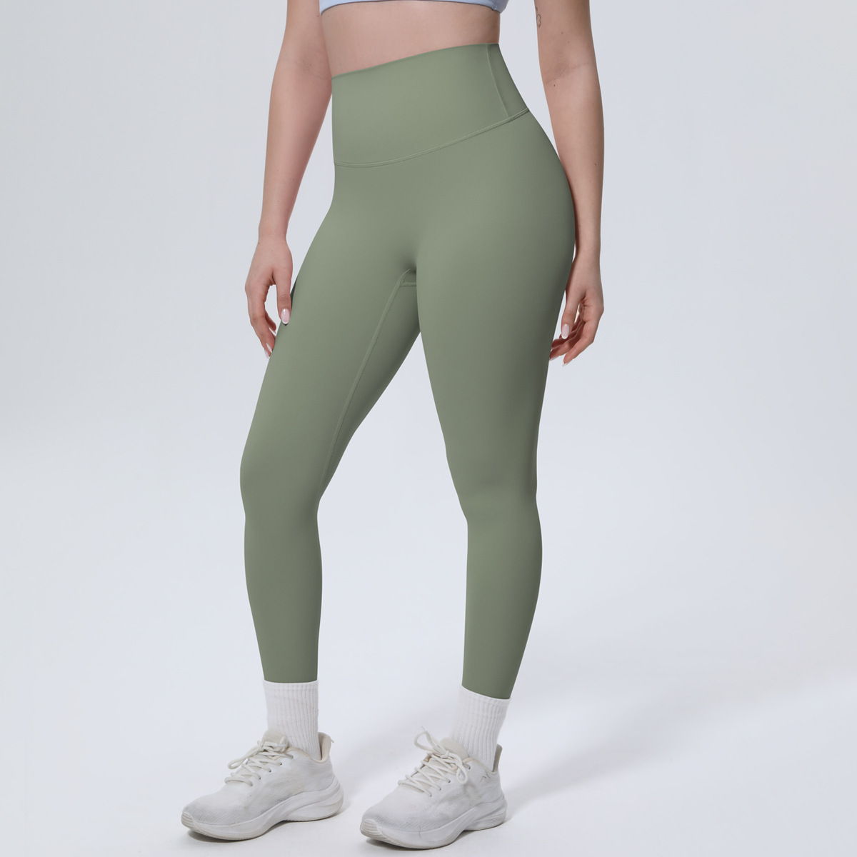 Women High Waist Naked Soft Brushed Nylon Yoga Leggings 20 Colors, Double Side Matte Tummy Control High Rise 9/10 Length Workout Running Pants, YFYS7140