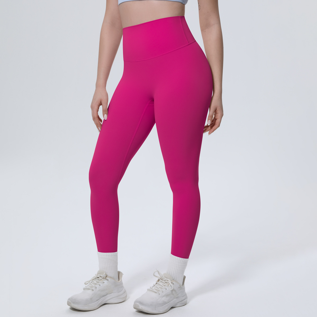 Women High Waist Naked Soft Brushed Nylon Yoga Leggings 20 Colors, Double Side Matte Tummy Control High Rise 9/10 Length Workout Running Pants, YFYS7140