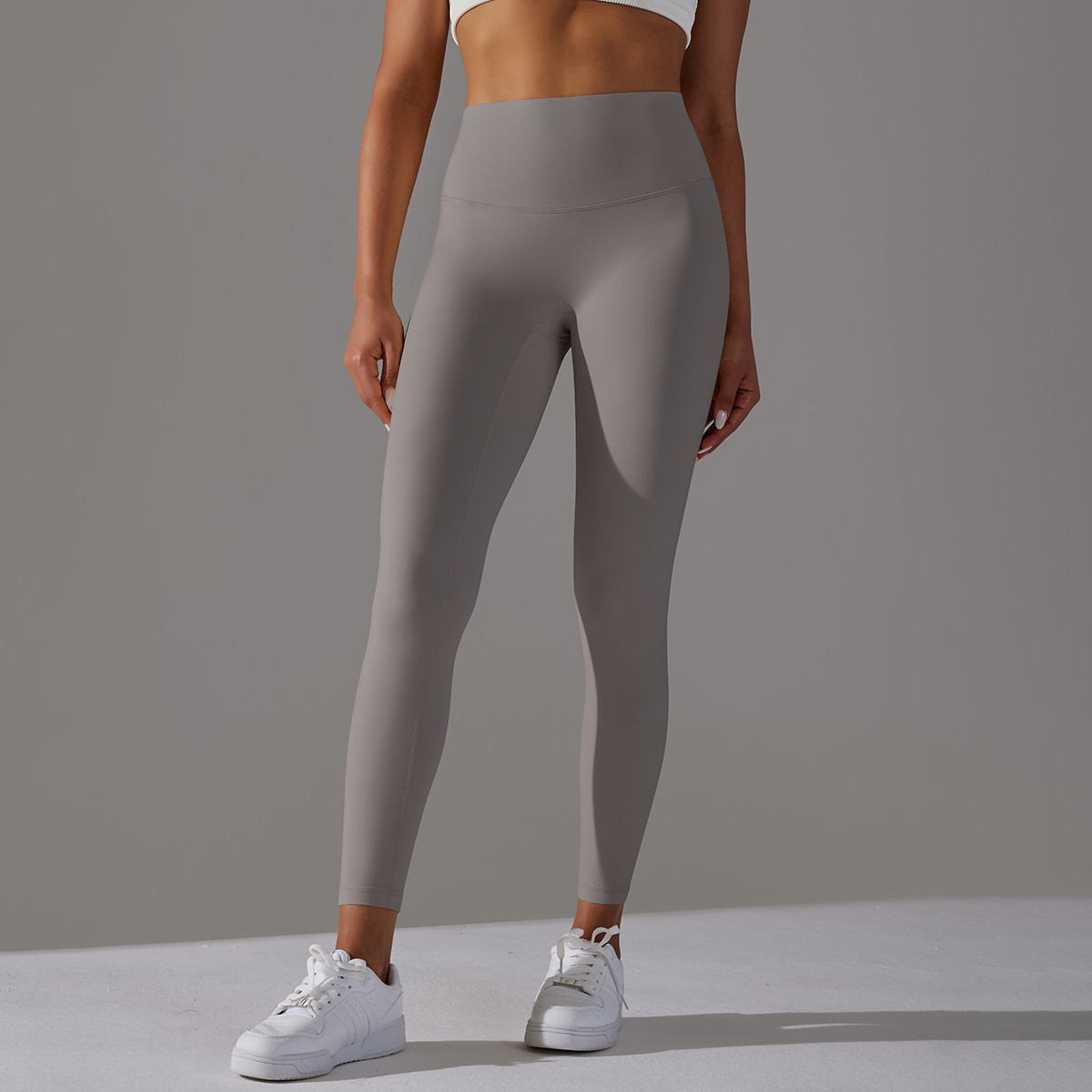Women High Waist Crotch Seamless Double Sided Brushed Nude Soft Yoga Leggings 36 Colors, Nylon Lycra Tummy Control 9/10 Length Slim Running Fitness Pants, YFYS6618