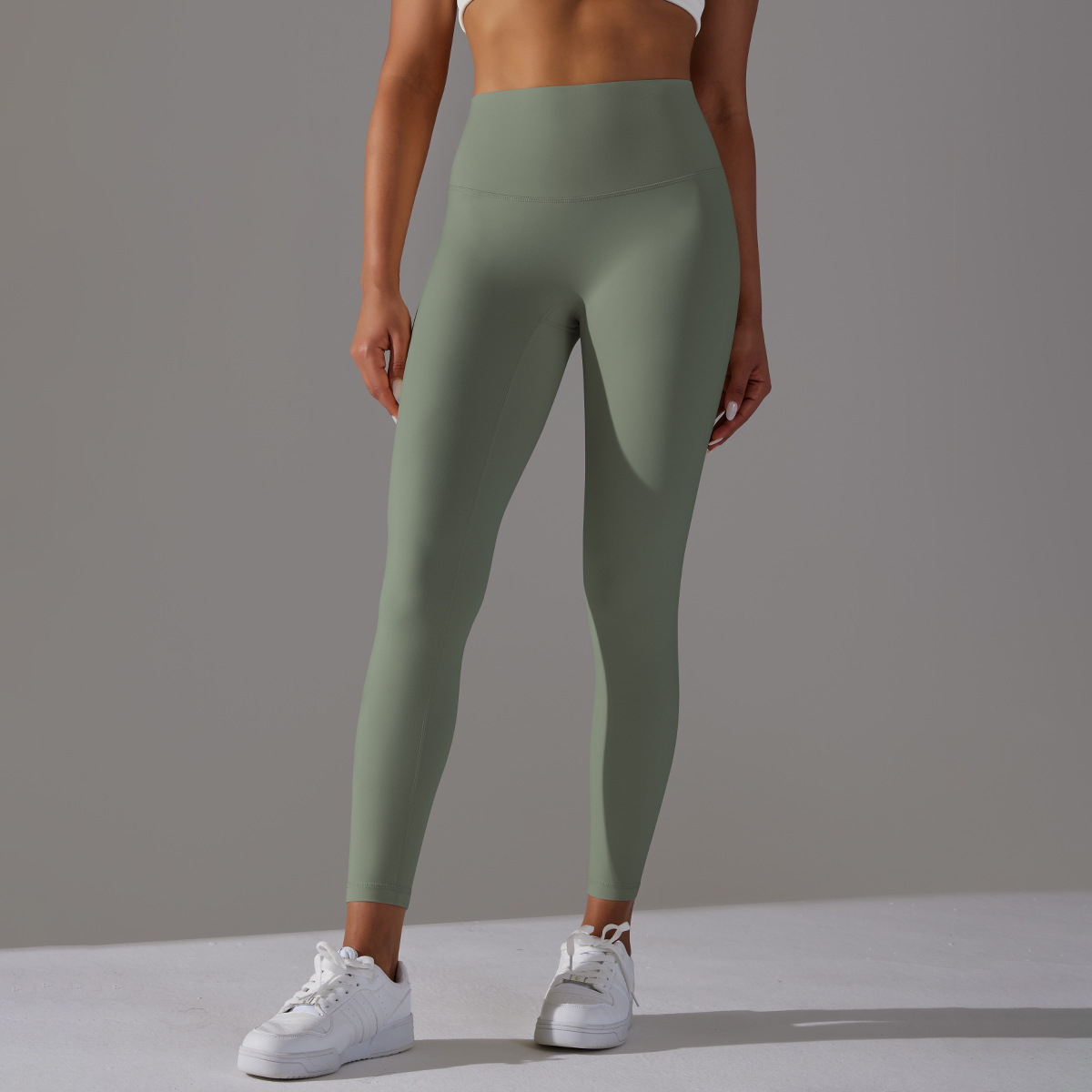 Women High Waist Crotch Seamless Double Sided Brushed Nude Soft Yoga Leggings 36 Colors, Nylon Lycra Tummy Control 9/10 Length Slim Running Fitness Pants, YFYS6618