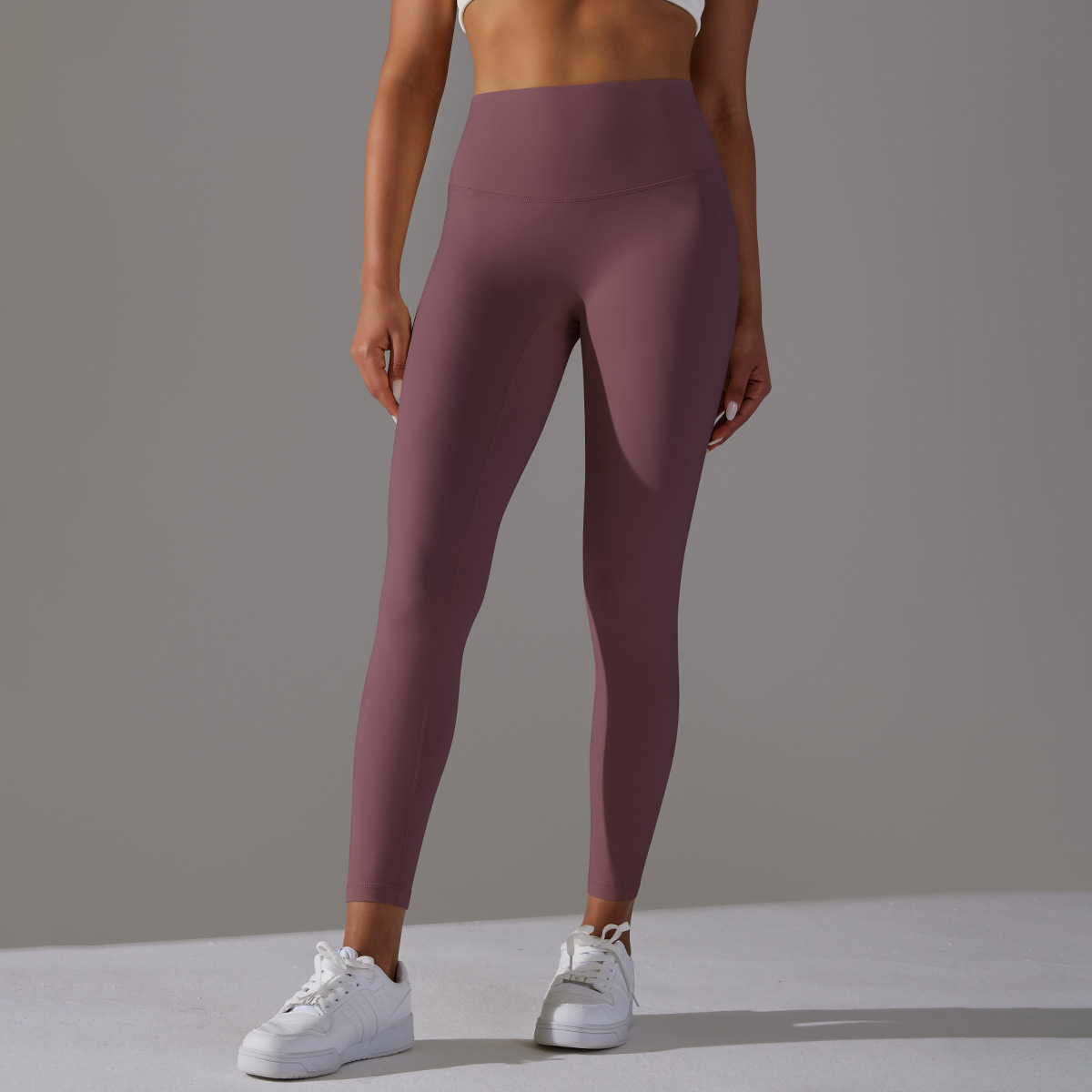 Women High Waist Crotch Seamless Double Sided Brushed Nude Soft Yoga Leggings 36 Colors, Nylon Lycra Tummy Control 9/10 Length Slim Running Fitness Pants, YFYS6618
