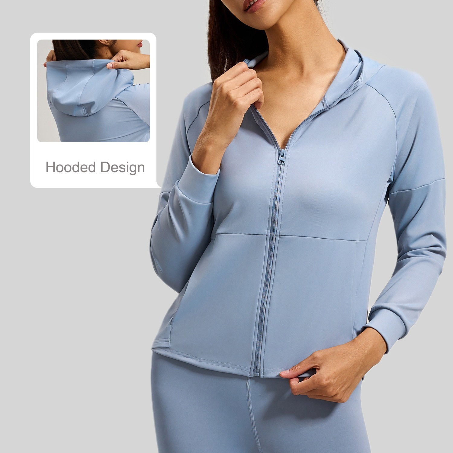 Sports Yoga Hooded Tops Full Zip-up 4-wa