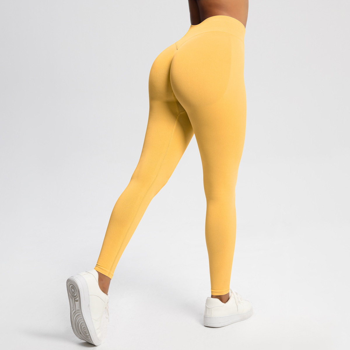 Women Three Layer Wide Waistband Seamless Peach Butt Full Length Yoga Leggings 35 Colors, 90% Nylon 10% Spandex High Rise Tummy Control Slim Running Fitness Pants, YFYS6688