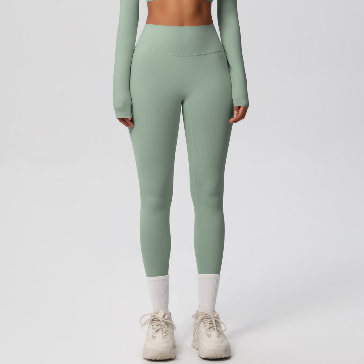 Women High Waist Double Sided Brushed Nude Soft 9/10 Length Yoga Leggings 15 Colors, 80% Nylon 20% Spandex Tummy Control Slim Running Fitness Pants, YFYS7100
